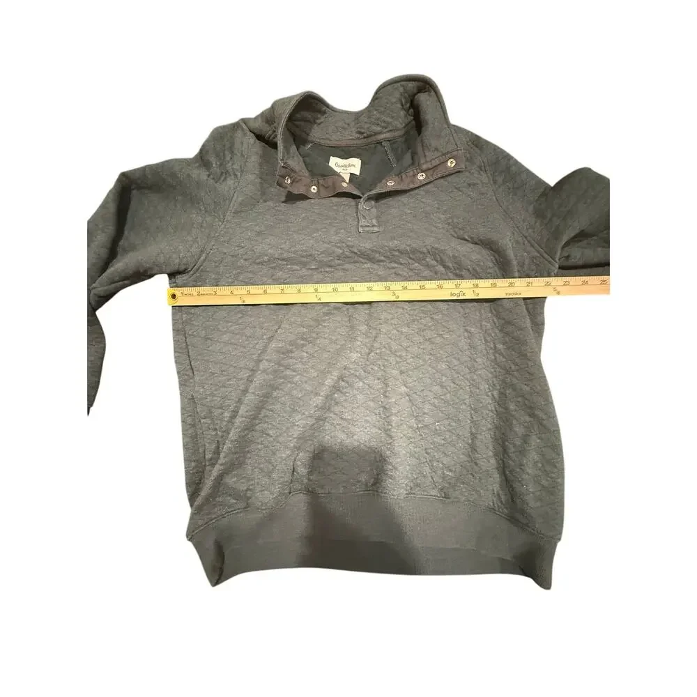 Goodfellow & Co Men's Gray Diamond Quilted 1/4 Snap Mock Neck Pullover Size L